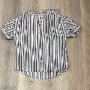 Madewell Striped Short-Sleeve Button-Front Shirt in Neutral Tones